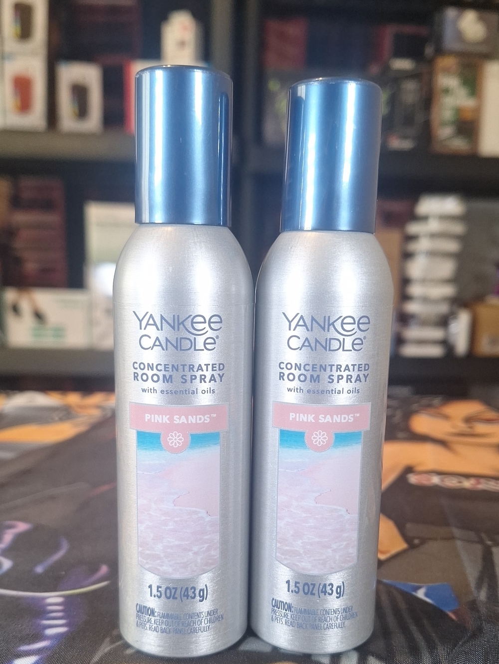 Yankee Candle Silver & Blue Pink Sands Room Spray Duo